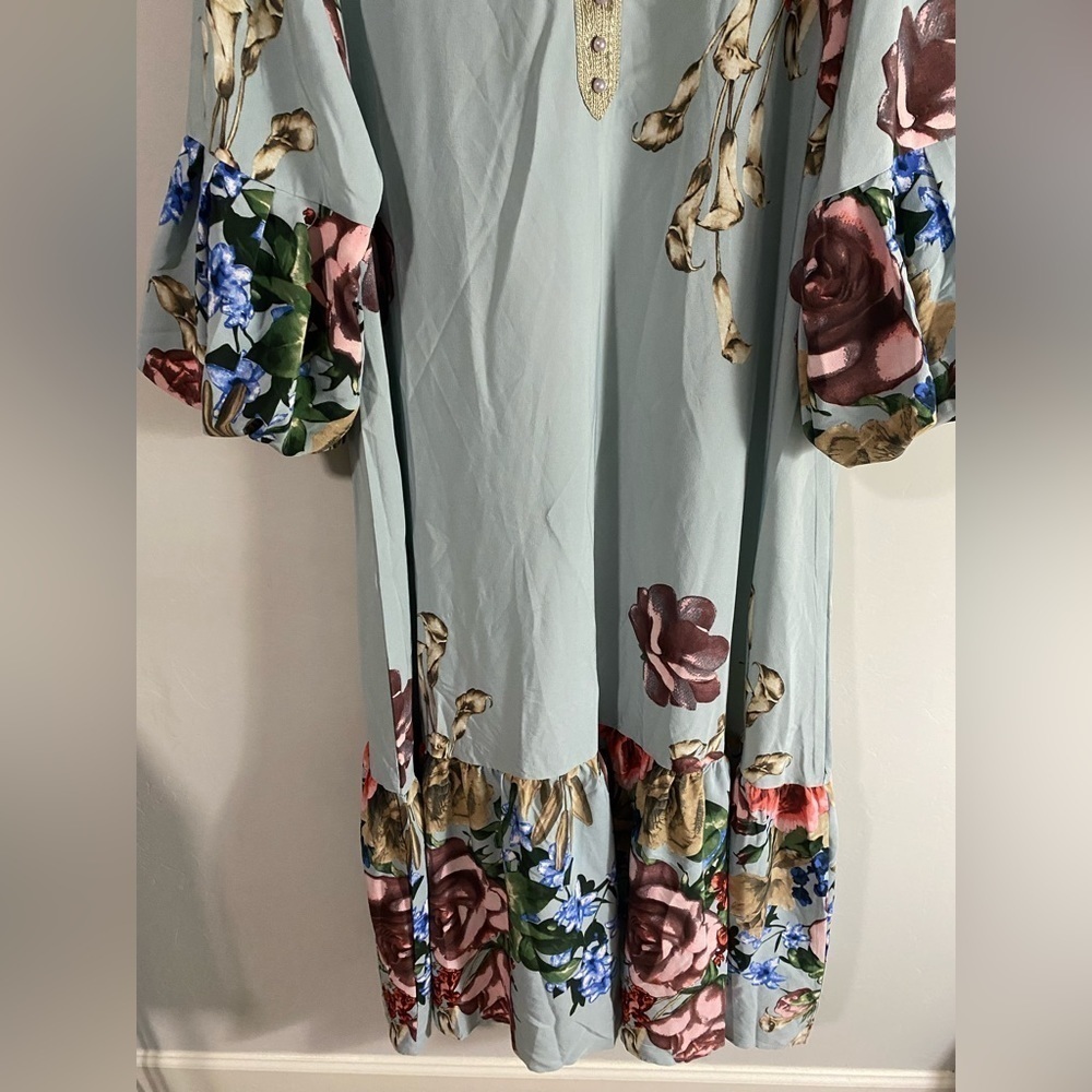 Shein - Floral Ruffle Hem Smock Maxi Dress - Picture 5 of 12